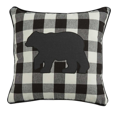 Wicklow Bear Applique Pillow 18 Black/cream Cover - Park Designs - The Fox Decor